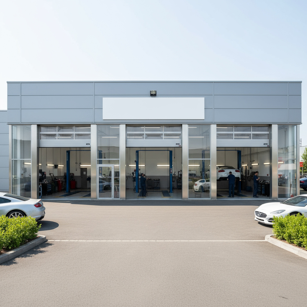 Außenansicht der Werkstatt